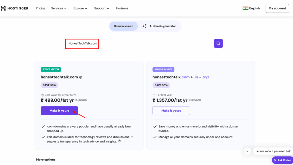 Step 3 Check Domain Availability and Pricing