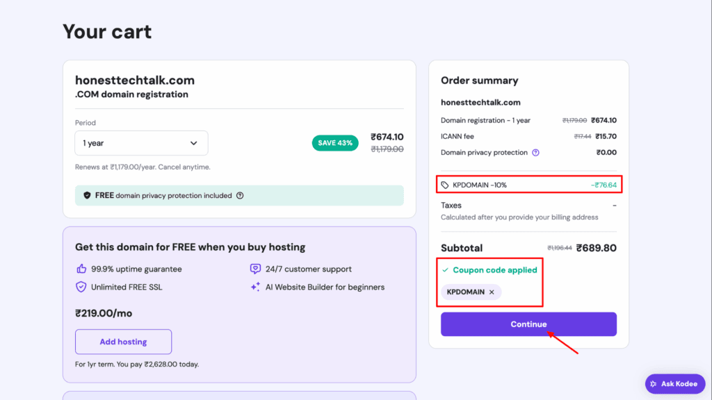 Step 5 Apply Coupon Code
