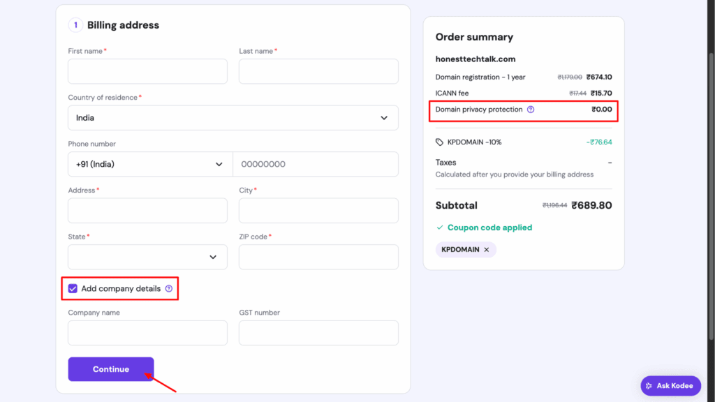Step 7 Add Company Details