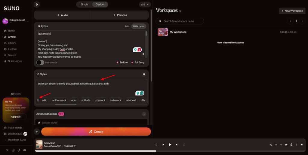 Suno AI - song styles