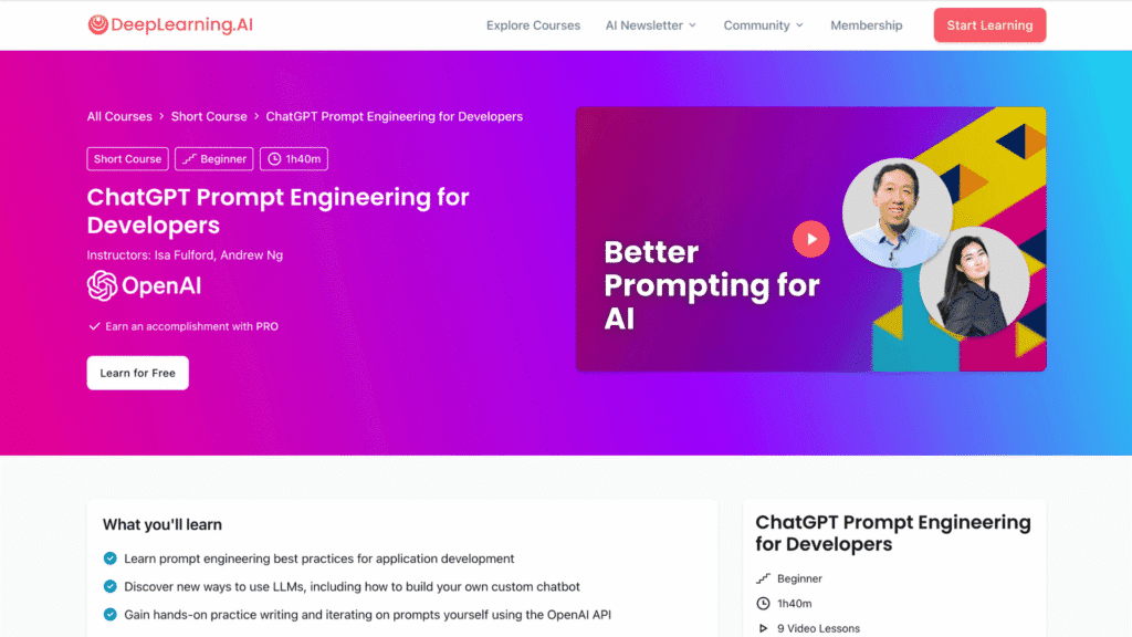 15 Best Free AI Courses for Beginners (2026) - Learn AI for Free from Google, IBM 11 Chatgpt-prompt-engineering-for-developers-ai-course-for-beginners