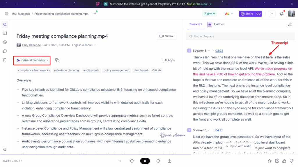 Fireflies AI Transcriptions