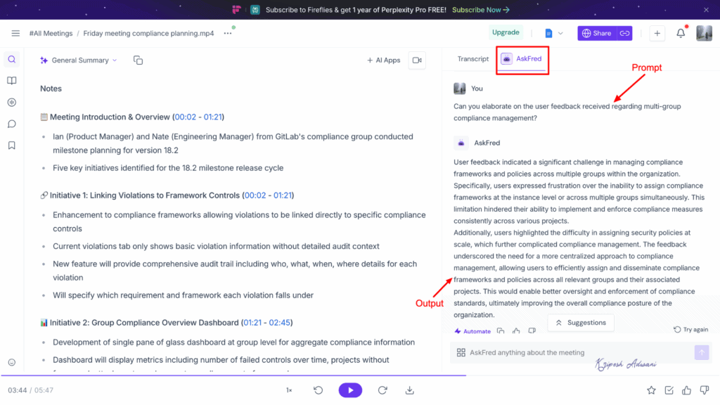 Fireflies AskFred AI Assistant