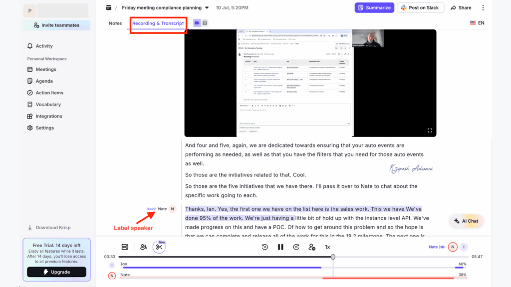 Krisp Transcriptions