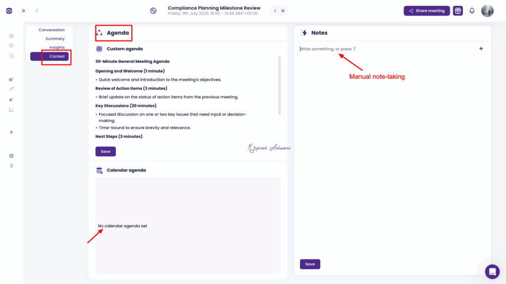 MeetGeek Context Section