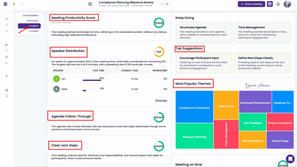 MeetGeek Meeting Insights