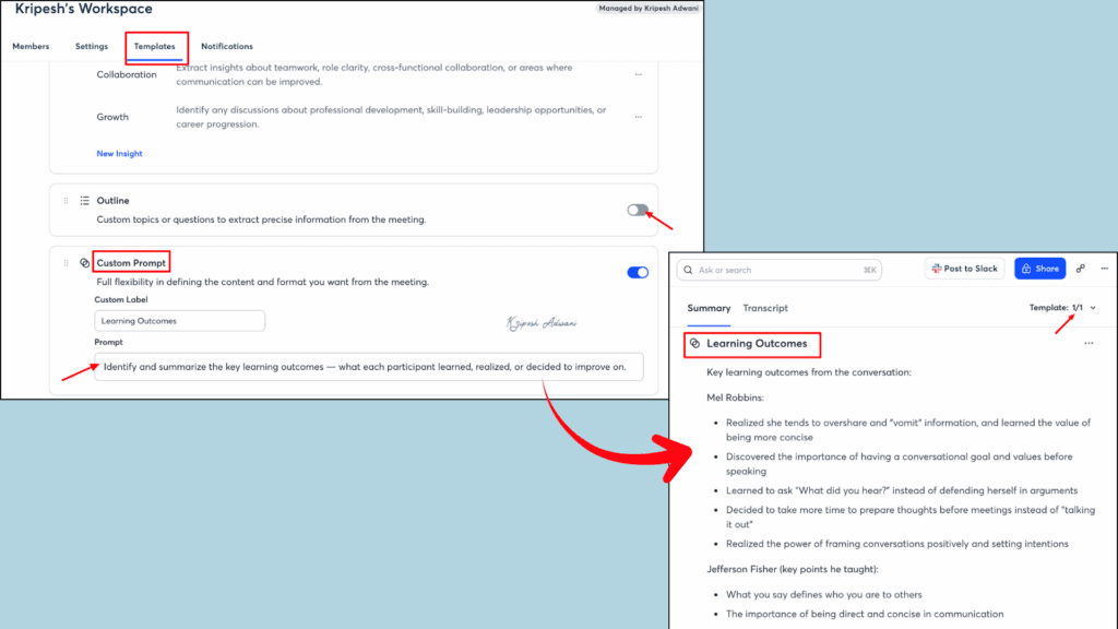 Otter AI Review 2026: Is This Meeting Assistant Worth It? (Honest Test) 9 Otter AI Custom templates summary