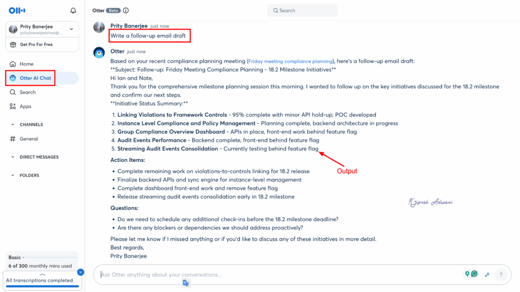Otter AI Email Generator