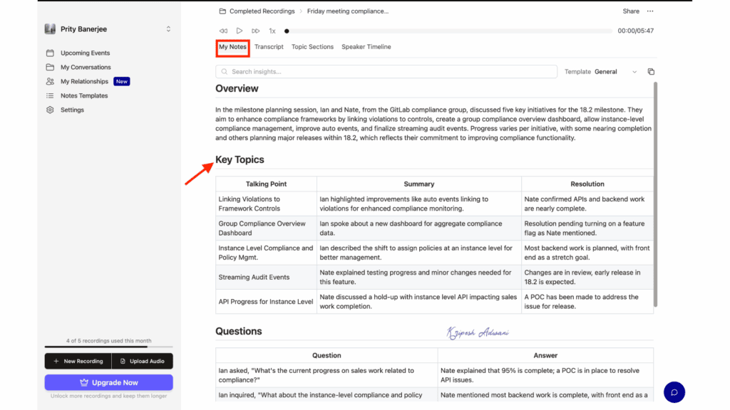 Sonnet AI Meeting Notes