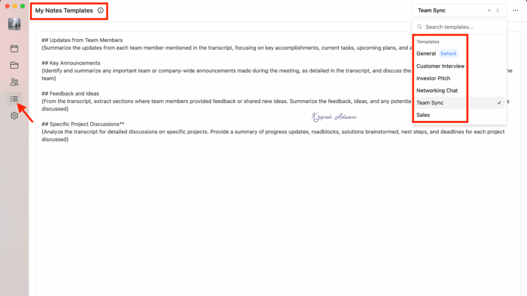Sonnet AI Note Templates