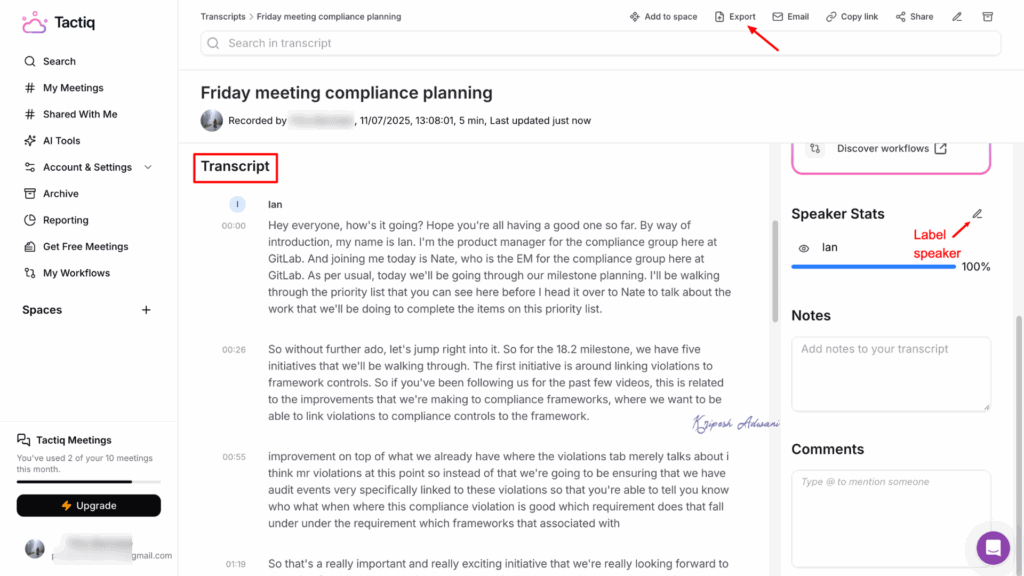 Tactiq Transcription