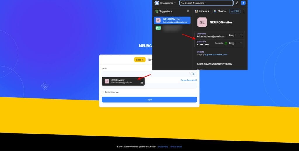 1Password - autofill passwords