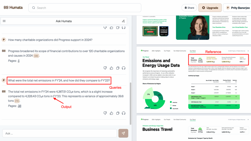 Humata AI Output on Factual Information