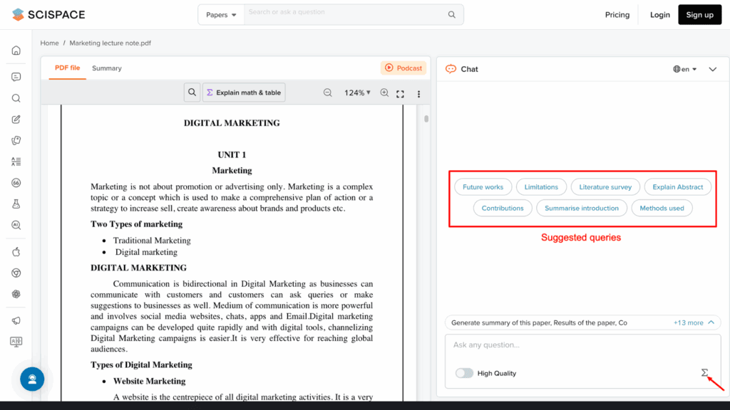 SciSpace Suggested Queries