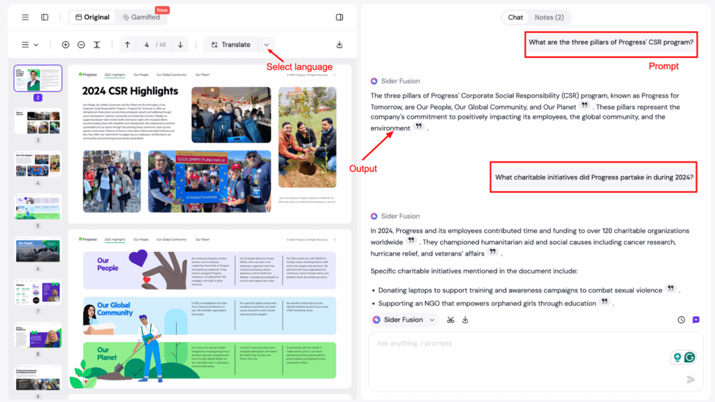 Sider AI Output on Factual Information