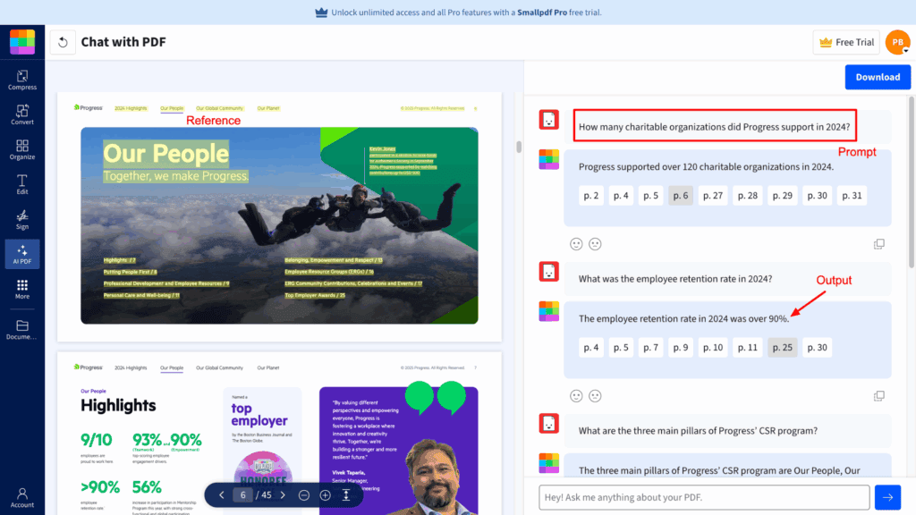 SmallPDF Output on Factual Information