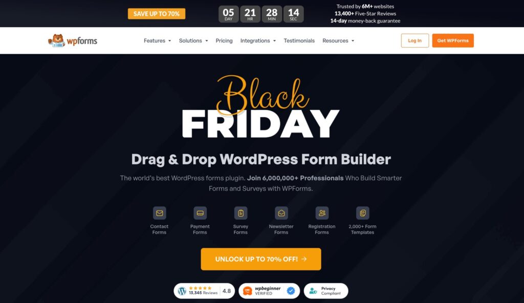 WPForms Black Friday Deal 2025: Up to 70% OFF All Licenses 1 WPForms Black Friday Deal