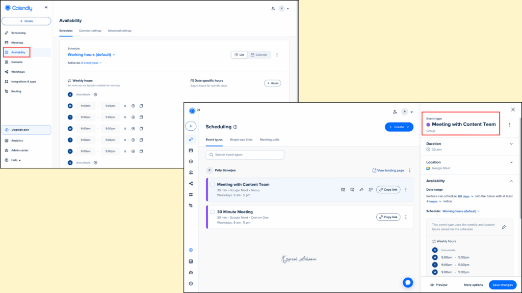 Calendly meeting scheduling