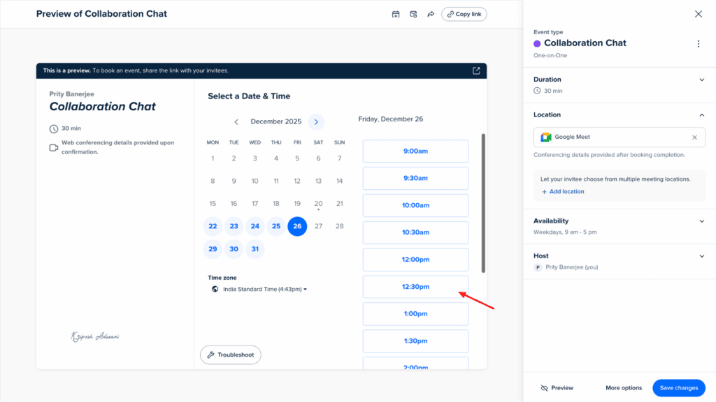 Calendly scheduling link