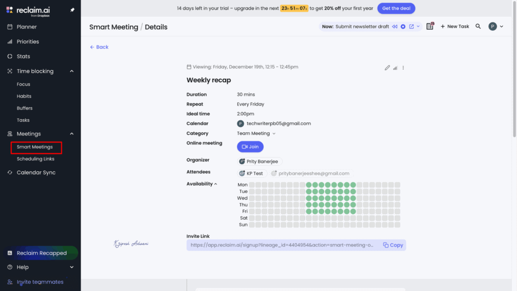 Reclaim smart meeting