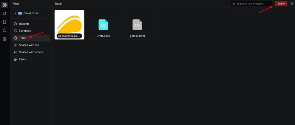 Filen - trash folder