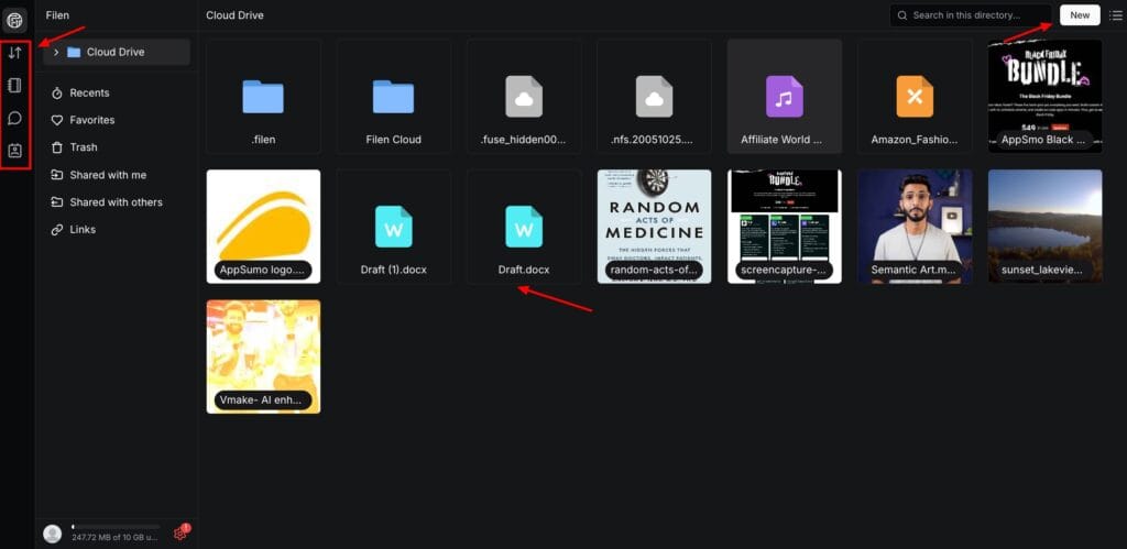 Filen - user interface
