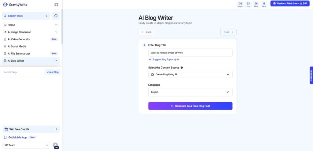 GravityWrite - AI Blog Writer

