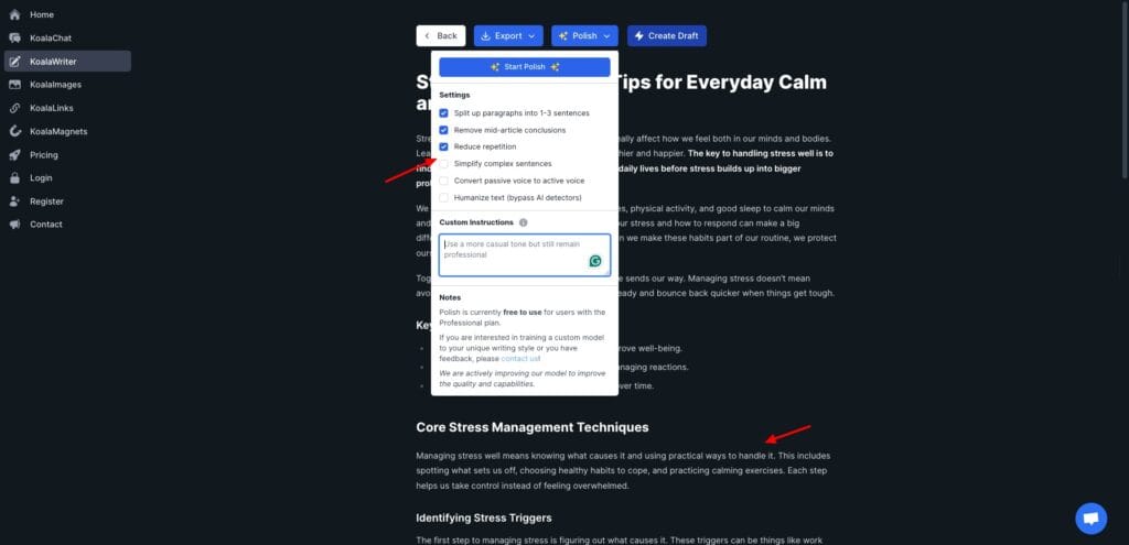 Koala Writer - polishing AI blogs
