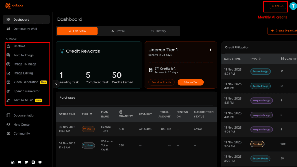 Qolaba dashboard
