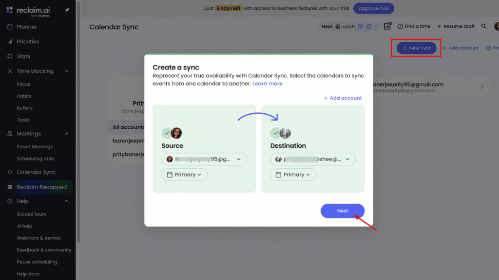 Reclaim AI- New sync settings
