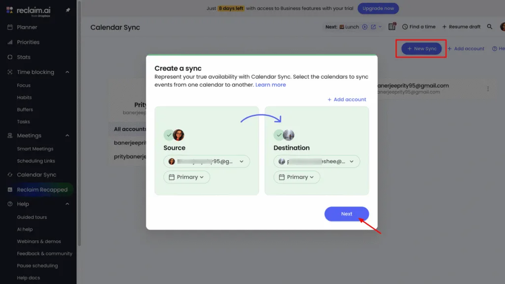 Reclaim AI- New sync settings
