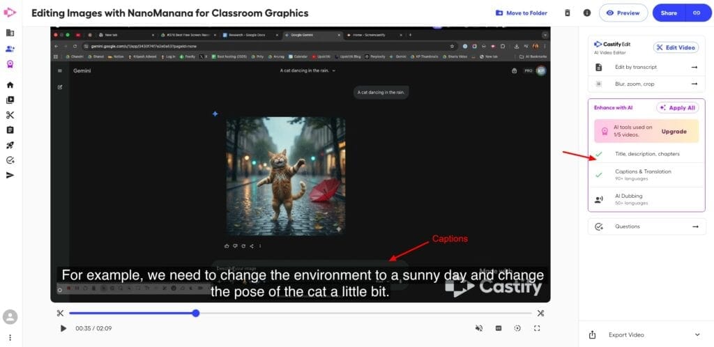Screencastify - AI captions
