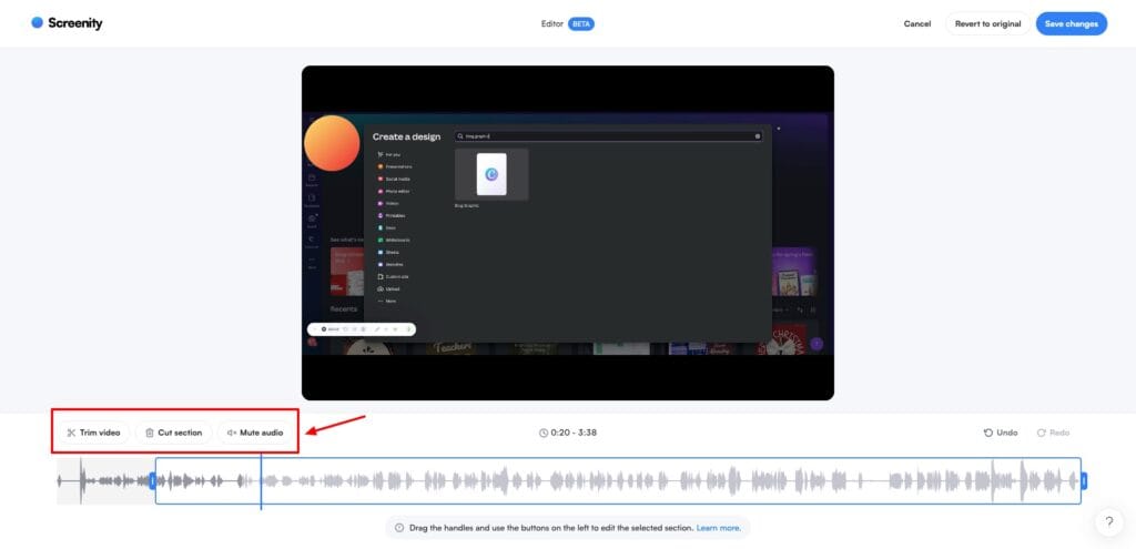 Screenity - video editing options
