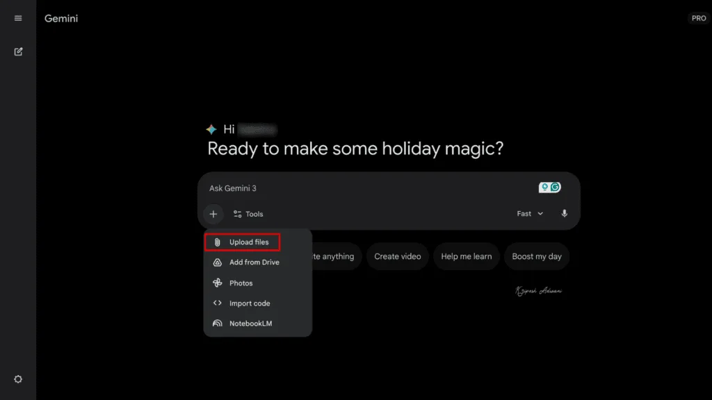 Step 2 Click on Upload files
