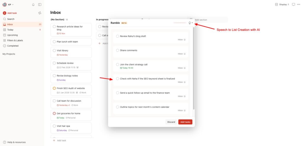 5 Best AI To‑Do List Apps in 2026 (Complete Review) 3 Todoist - Ramble Tool