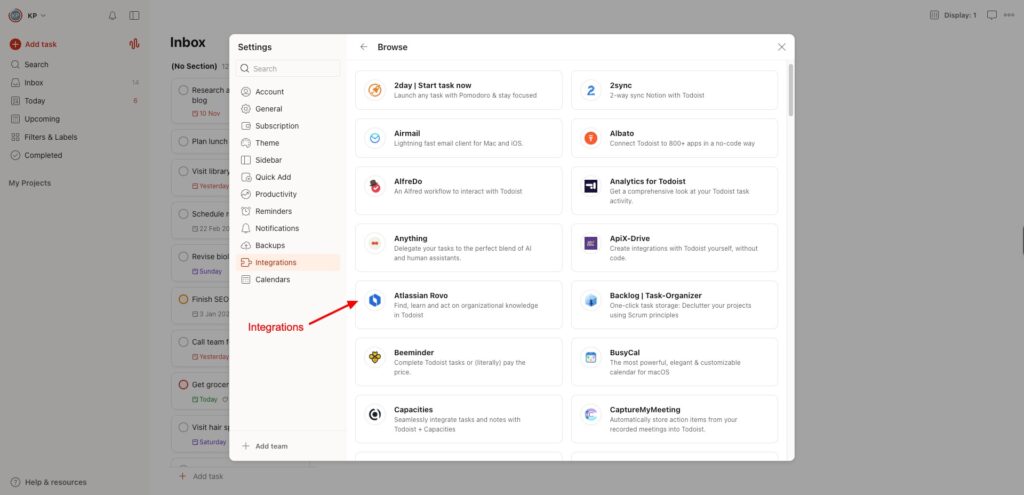 5 Best AI To‑Do List Apps in 2026 (Complete Review) 2 Todoist - integrations