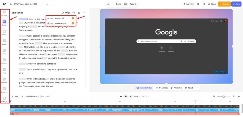 Veed.io - post-production editing
