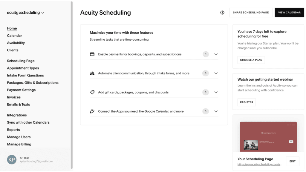 Acuity Scheduling homepage

