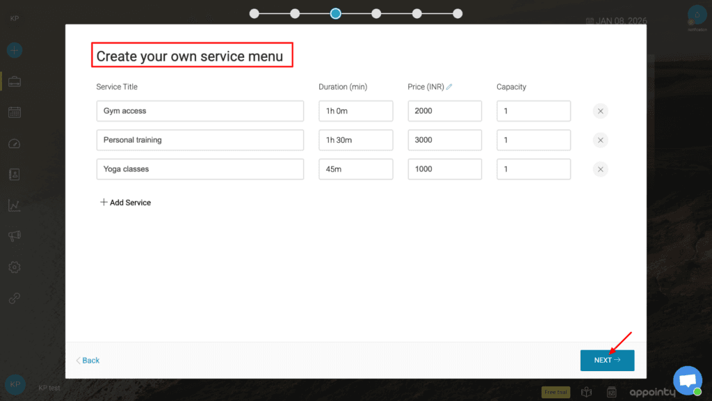 Appointy service list
