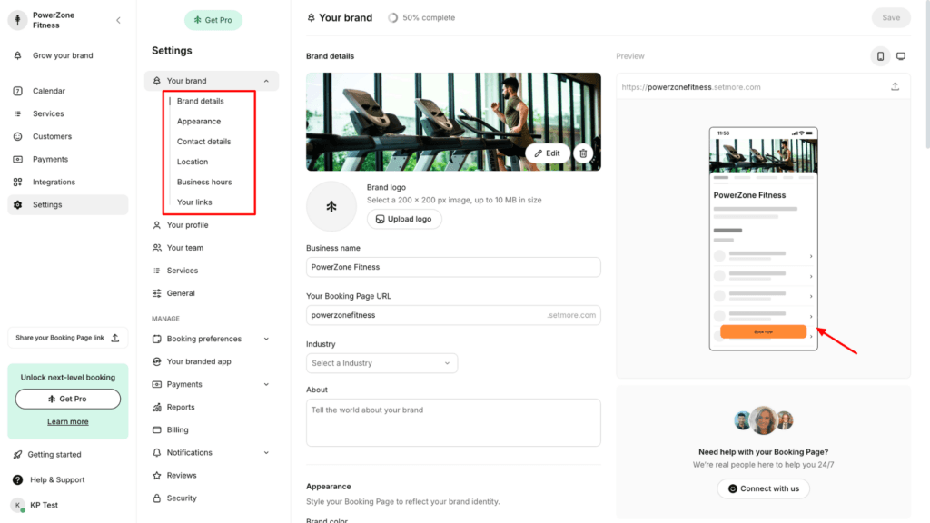 Booking page customization
