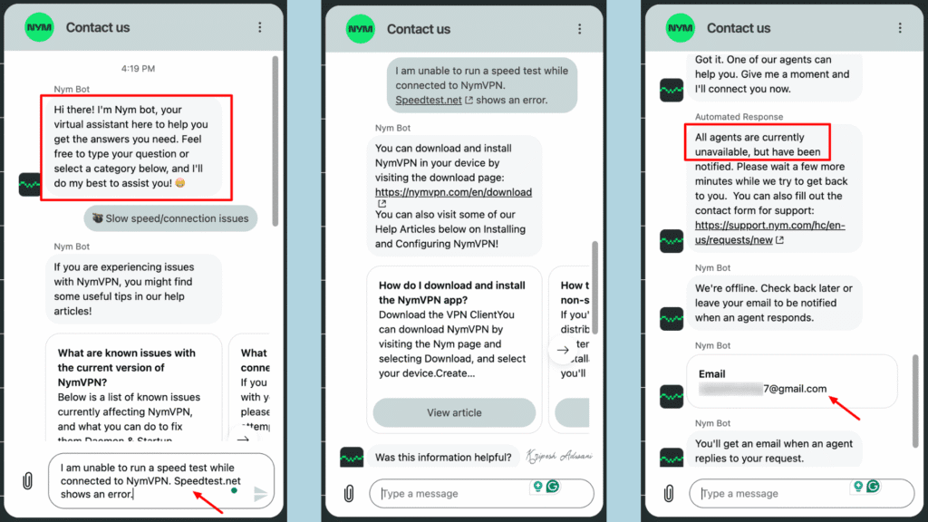NymVPN Chat Support
