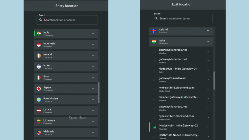 NymVPN Servers Locations
