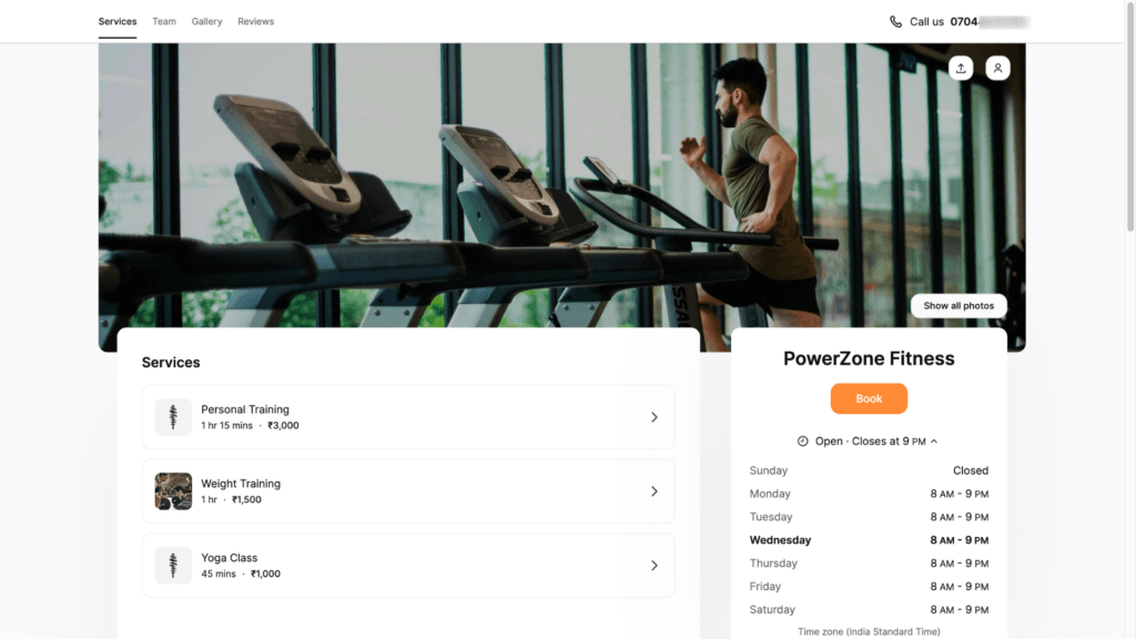 Setmore booking page
