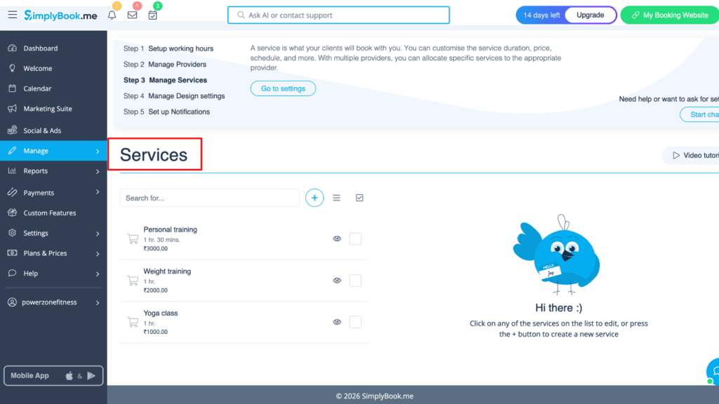 SimplyBook.me services