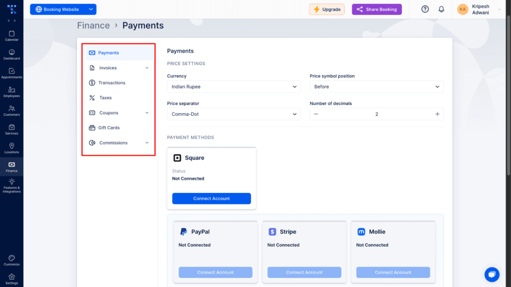 Trafft payment page