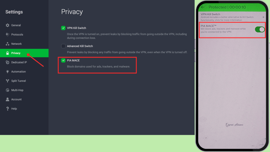 PIA Ad blocker