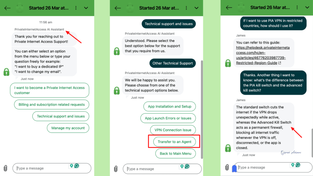PIA Chat support
