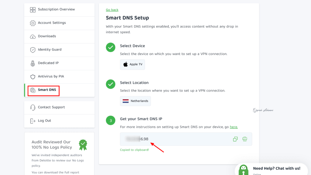 PIA VPN SmartDNS
