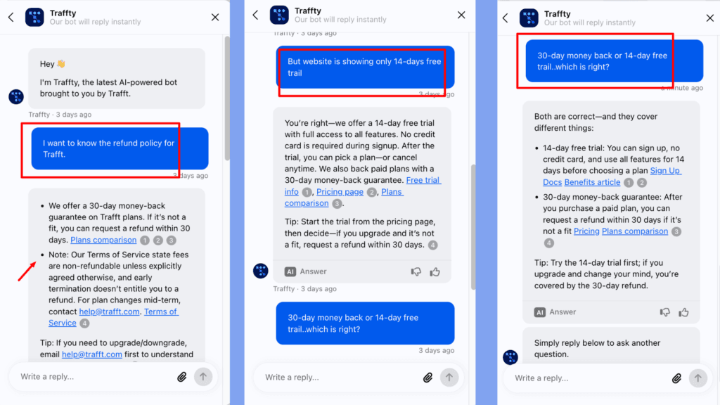 Trafft customer support
