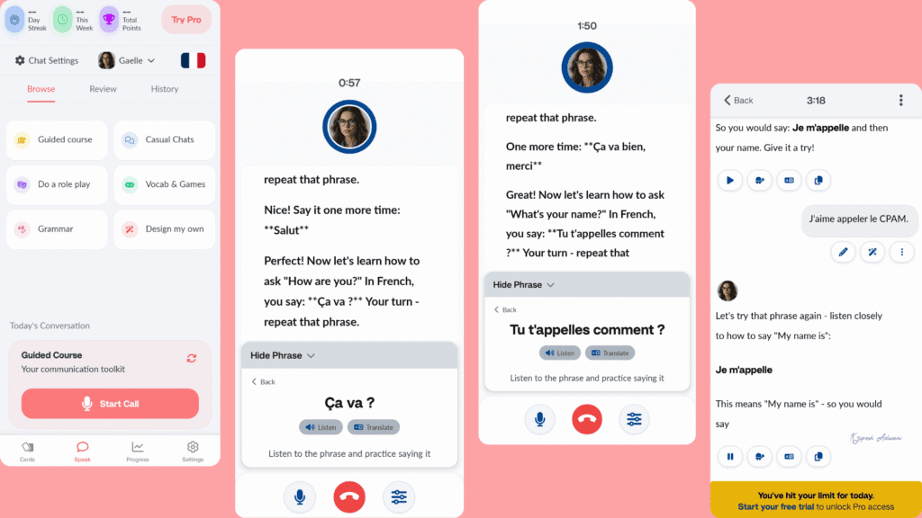 langua-language-learning-app-user interface
